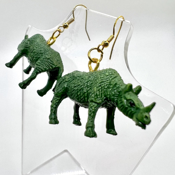 Rhino Earrings - Animal Earrings - Zoo Earrings - Teacher Earrings - Safari - Picture 1 of 9